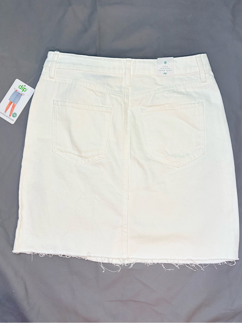 NWT - dip - White High-Waisted Distressed Denim Skirt - Women’s 8 - Picture 4 of 5